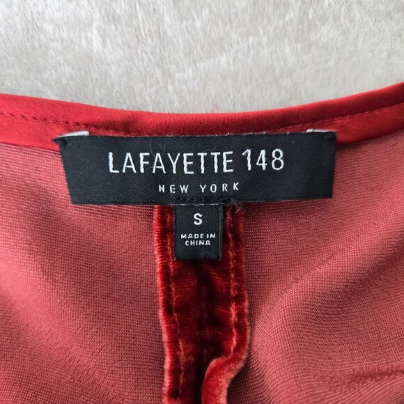 Lafayette 148 Velvet Top S Silk Burnt Orange Bell Sleeve Loose Fit Dressy Flowy - Picture 8 of 14